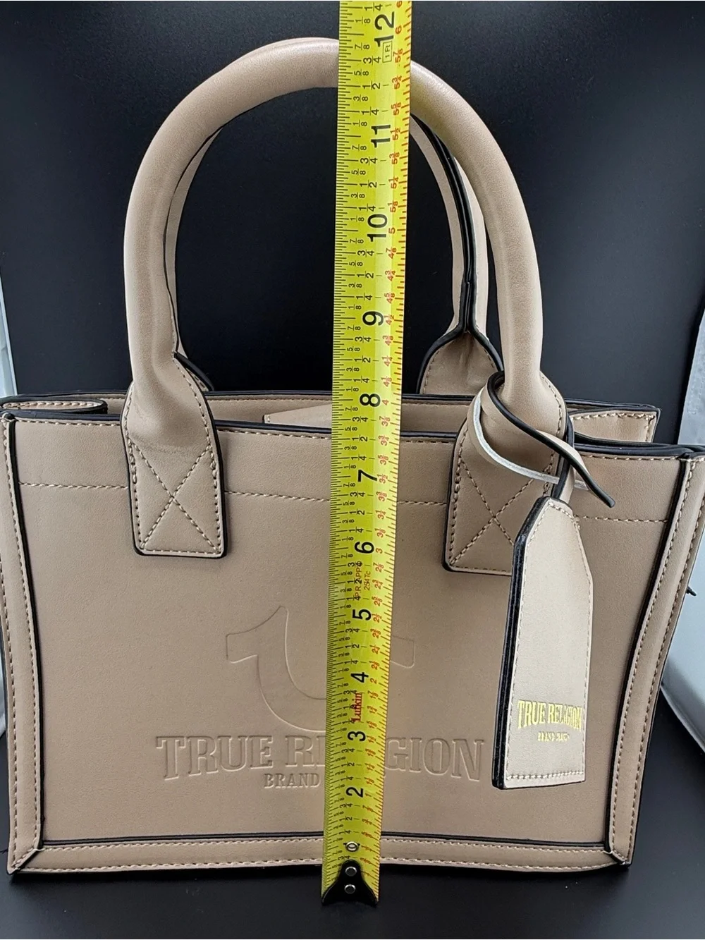 NEW True Religion Beige Tote Satchel Purse Crossbody Bag Horseshoe Logo Handbag